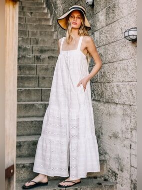 White eyelet maxi dress NWT